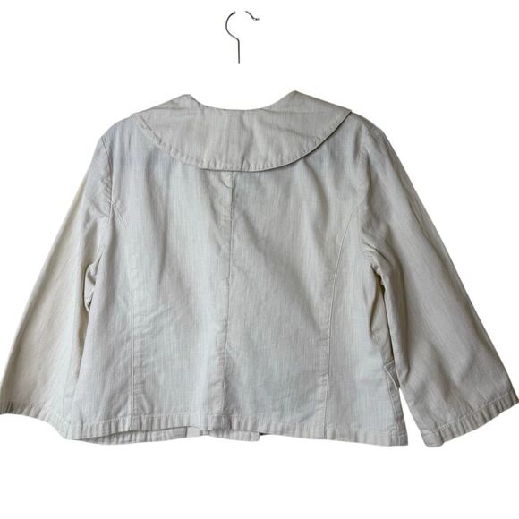 Vintage J. Jill Ivory Three Quarter Sleeve Two Button Jacket Sz MP, Cottagecore - Picture 3 of 14